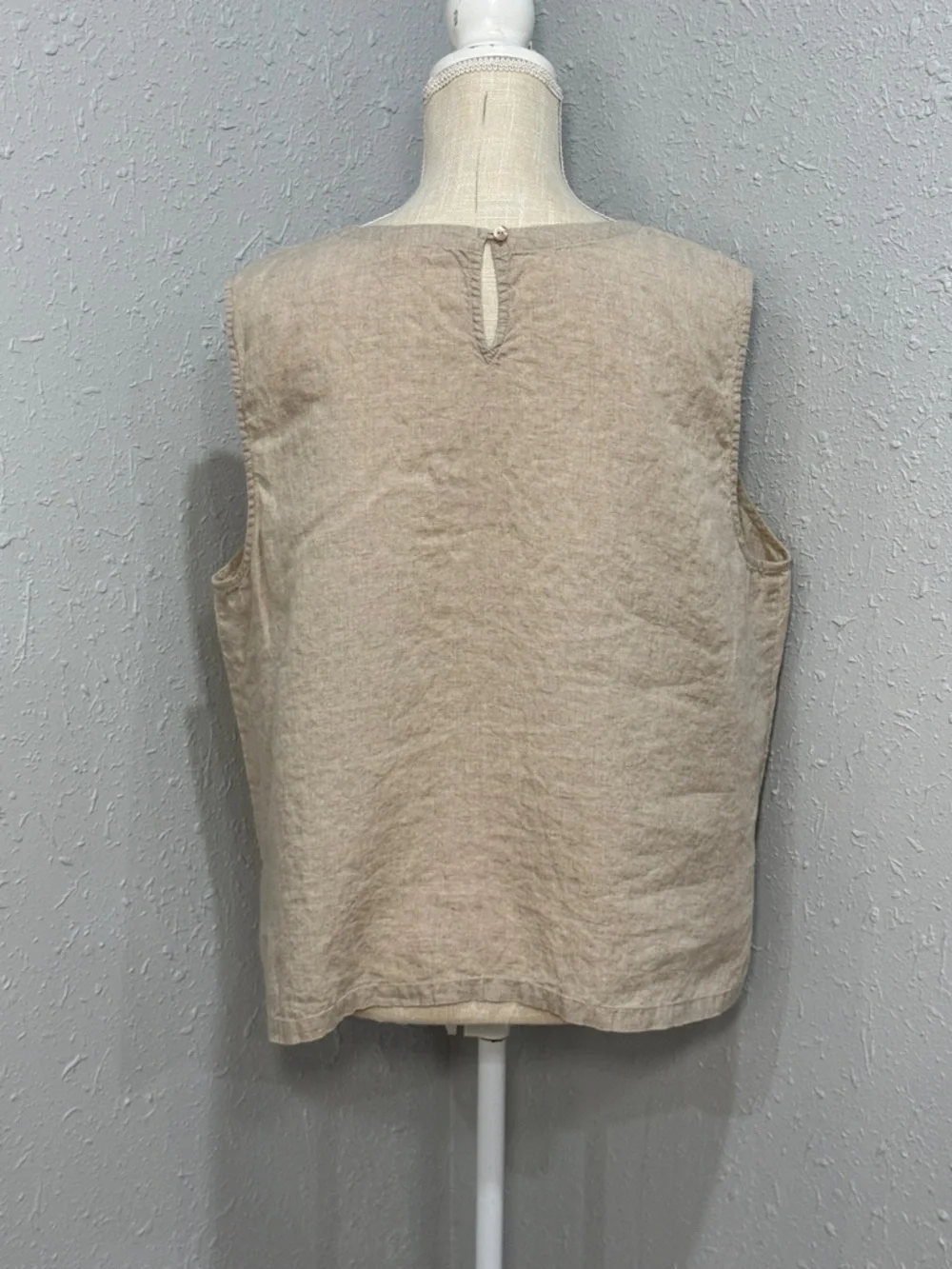 Eileen Fisher Organic Linen Delave Shell Cream Top Size XL - Picture 6 of 11